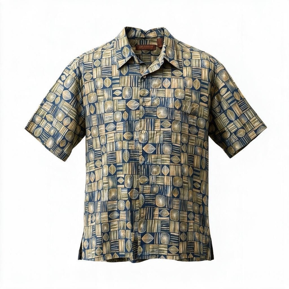 Tori Richard Mens Resortcore XL Cotton Lawn Button Up Shirt Geometric Leaf Print - Picture 1 of 5